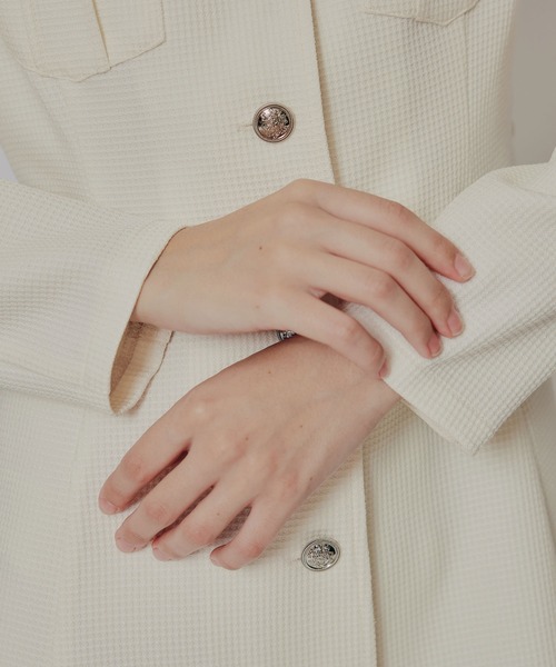 REDYAZEL（レディアゼル）の「エンブレムボタンマイクロワッフルシャツワンピース（ワンピース・レディース・オフホワイト/レッド/グリーン/ネイビー・SMALL/MEDIUM）」の5枚目の写真