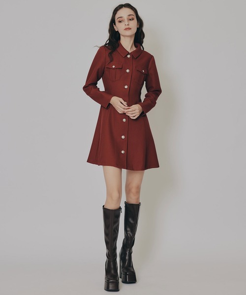 REDYAZEL（レディアゼル）の「エンブレムボタンマイクロワッフルシャツワンピース（ワンピース・レディース・オフホワイト/レッド/グリーン/ネイビー・SMALL/MEDIUM）」の15枚目の写真