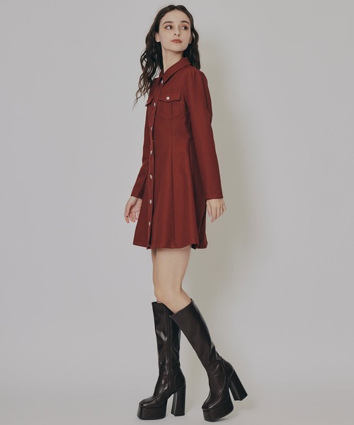 REDYAZEL（レディアゼル）の「エンブレムボタンマイクロワッフルシャツワンピース（ワンピース・レディース・オフホワイト/レッド/グリーン/ネイビー・SMALL/MEDIUM）」の18枚目の写真