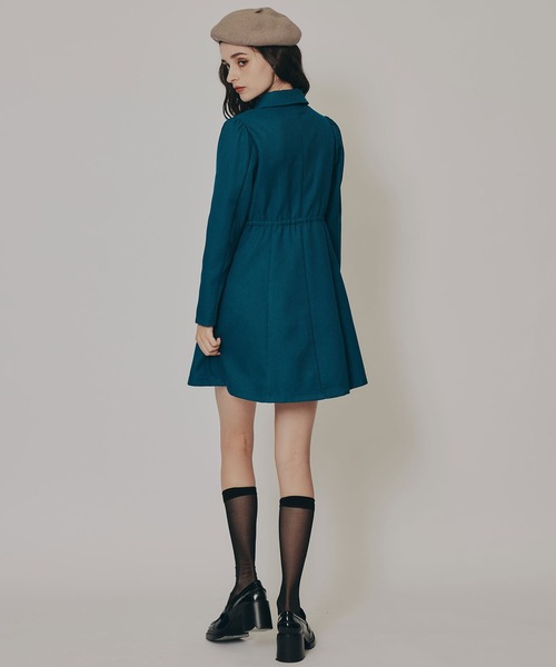 エンブレムボタンマイクロワッフルシャツワンピース（ワンピース