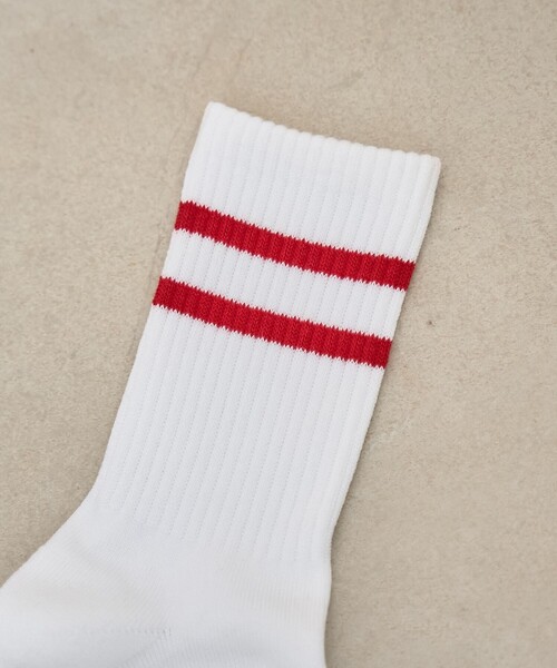 coen(コーエン)の「【再入荷 / 新色登場】coen(コーエン)ロゴラインリブソックス(ソックス/靴下・レディース・オフホワイト/レッド/コバルトブルー/ブラウン系・FREE)」の5枚目の写真
