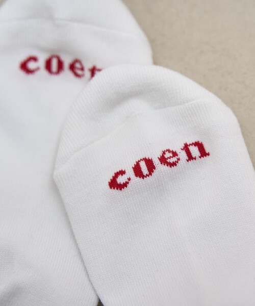 coen(コーエン)の「【再入荷 / 新色登場】coen(コーエン)ロゴラインリブソックス(ソックス/靴下・レディース・オフホワイト/レッド/コバルトブルー/ブラウン系・FREE)」の6枚目の写真