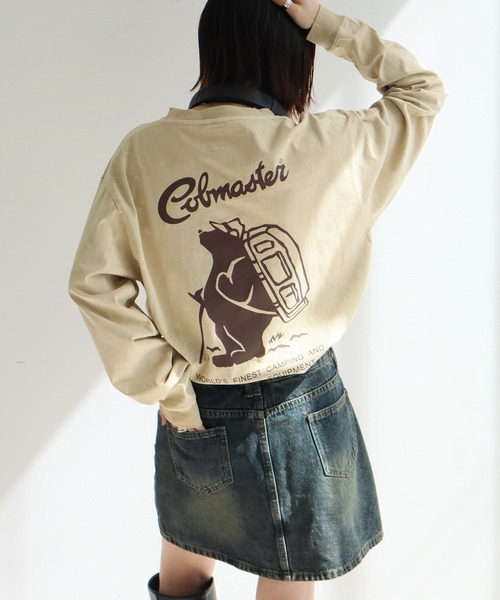 COBMASTER（コブマスター）の「【COBMASTER/コブマスター】 ピグメント加工 ロゴプリント クルーネック ロンT（Tシャツ/カットソー・メンズ・ナチュラル/ホワイト/ブラック/ブラウン・M(38)/L(40)/XL(42)）」の4枚目の写真