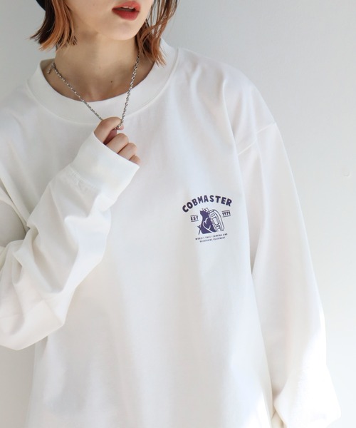 COBMASTER（コブマスター）の「【COBMASTER/コブマスター】 ピグメント加工 ロゴプリント クルーネック ロンT（Tシャツ/カットソー・メンズ・ナチュラル/ホワイト/ブラック/ブラウン・M(38)/L(40)/XL(42)）」の14枚目の写真