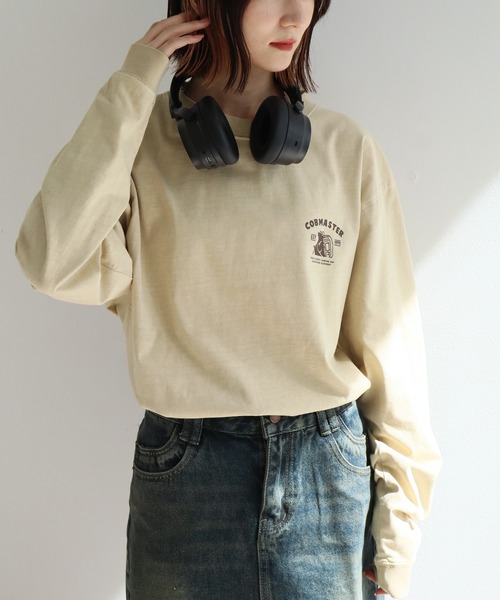 COBMASTER（コブマスター）の「【COBMASTER/コブマスター】 ピグメント加工 ロゴプリント クルーネック ロンT（Tシャツ/カットソー・メンズ・ナチュラル/ホワイト/ブラック/ブラウン・M(38)/L(40)/XL(42)）」の8枚目の写真
