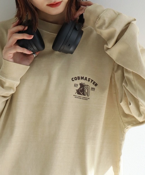 COBMASTER（コブマスター）の「【COBMASTER/コブマスター】 ピグメント加工 ロゴプリント クルーネック ロンT（Tシャツ/カットソー・メンズ・ナチュラル/ホワイト/ブラック/ブラウン・M(38)/L(40)/XL(42)）」の6枚目の写真