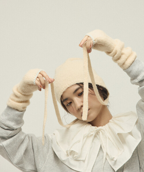 Firsthand（ファーストハンド）の「Firsthand/ファーストハンド アルパカ混 マルチウェイ ニットビーニー（ニットキャップ/ビーニー・レディース・グレー/オフホワイト/ピンク・FREE）」の5枚目の写真