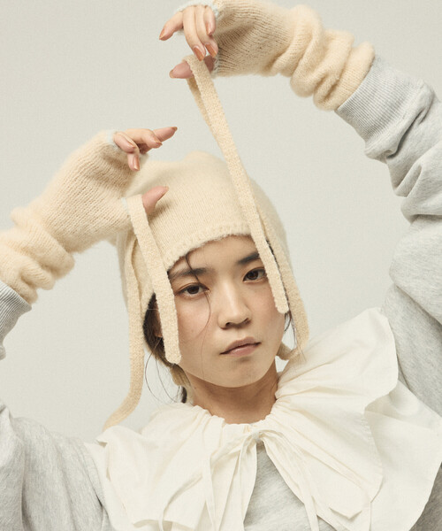 Firsthand（ファーストハンド）の「Firsthand/ファーストハンド アルパカ混 マルチウェイ ニットビーニー（ニットキャップ/ビーニー・レディース・グレー/オフホワイト/ピンク・FREE）」の8枚目の写真