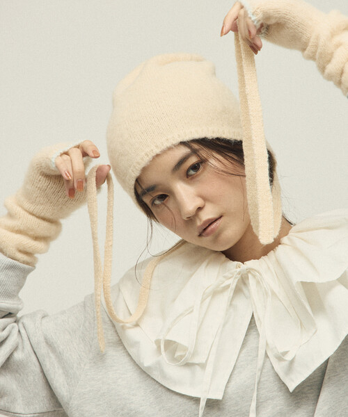 Firsthand（ファーストハンド）の「Firsthand/ファーストハンド アルパカ混 マルチウェイ ニットビーニー（ニットキャップ/ビーニー・レディース・グレー/オフホワイト/ピンク・FREE）」の9枚目の写真