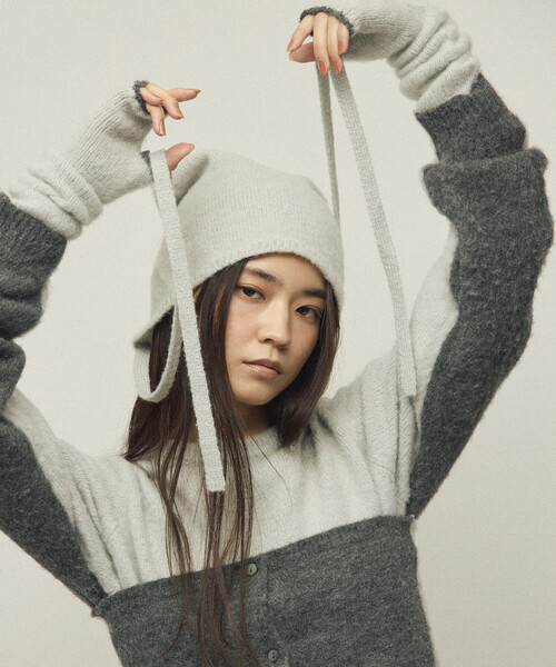 Firsthand（ファーストハンド）の「Firsthand/ファーストハンド アルパカ混 マルチウェイ ニットビーニー（ニットキャップ/ビーニー・レディース・グレー/オフホワイト/ピンク・FREE）」の10枚目の写真