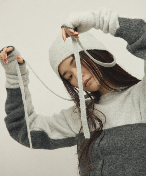 Firsthand（ファーストハンド）の「Firsthand/ファーストハンド アルパカ混 マルチウェイ ニットビーニー（ニットキャップ/ビーニー・レディース・グレー/オフホワイト/ピンク・FREE）」の12枚目の写真