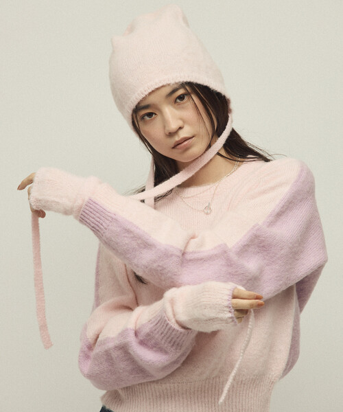 Firsthand（ファーストハンド）の「Firsthand/ファーストハンド アルパカ混 マルチウェイ ニットビーニー（ニットキャップ/ビーニー・レディース・グレー/オフホワイト/ピンク・FREE）」の17枚目の写真