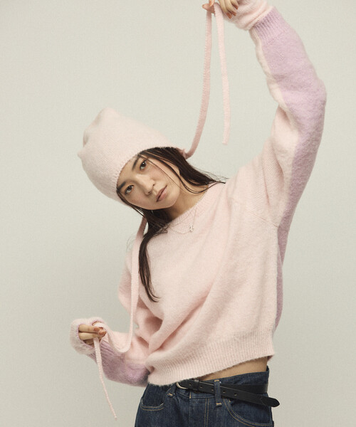 Firsthand（ファーストハンド）の「Firsthand/ファーストハンド アルパカ混 マルチウェイ ニットビーニー（ニットキャップ/ビーニー・レディース・グレー/オフホワイト/ピンク・FREE）」の18枚目の写真