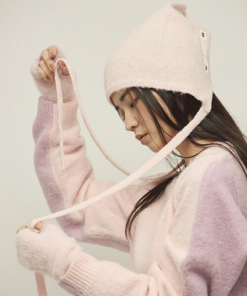 Firsthand（ファーストハンド）の「Firsthand/ファーストハンド アルパカ混 マルチウェイ ニットビーニー（ニットキャップ/ビーニー・レディース・グレー/オフホワイト/ピンク・FREE）」の19枚目の写真