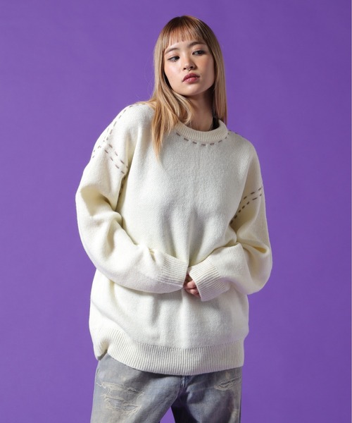 DANKE SCHON（ダンケシェーン）の「【WEB&DEPOT限定】DankeSchon/ダンケシェーン/ST KNIT CREWNECK（ニット/セーター・メンズ・ホワイト/ブラック/チャコールグレー・L/M/XL）」の2枚目の写真