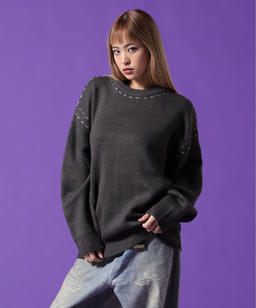 DANKE SCHON（ダンケシェーン）の「【WEB&DEPOT限定】DankeSchon/ダンケシェーン/ST KNIT CREWNECK（ニット/セーター・メンズ・ホワイト/ブラック/チャコールグレー・L/M/XL）」の3枚目の写真