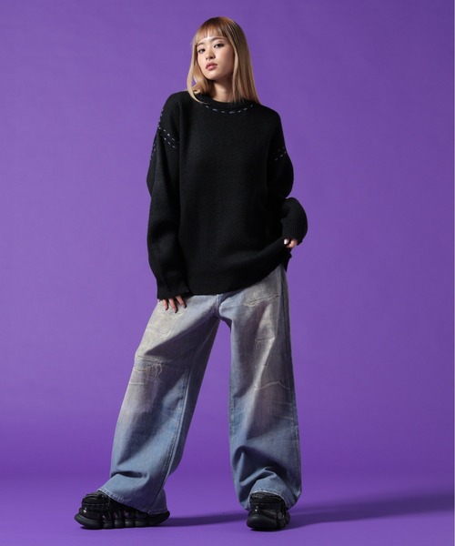DANKE SCHON（ダンケシェーン）の「【WEB&DEPOT限定】DankeSchon/ダンケシェーン/ST KNIT CREWNECK（ニット/セーター・メンズ・ホワイト/ブラック/チャコールグレー・L/M/XL）」の18枚目の写真