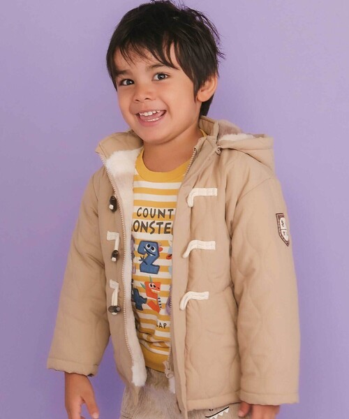 セール】キルトタフタ×チェックファーダッフルコート(80~130cm