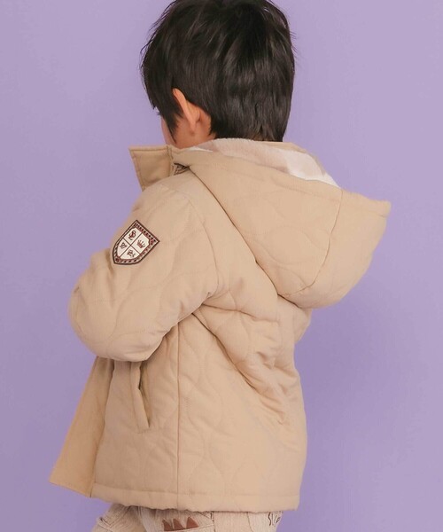 セール】キルトタフタ×チェックファーダッフルコート(80~130cm