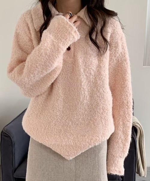 Aelina（エリナ）の「長袖ニットトップス（ニット/セーター・レディース・オフホワイト/グリーン/ピンク/ベージュ・F）」の7枚目の写真