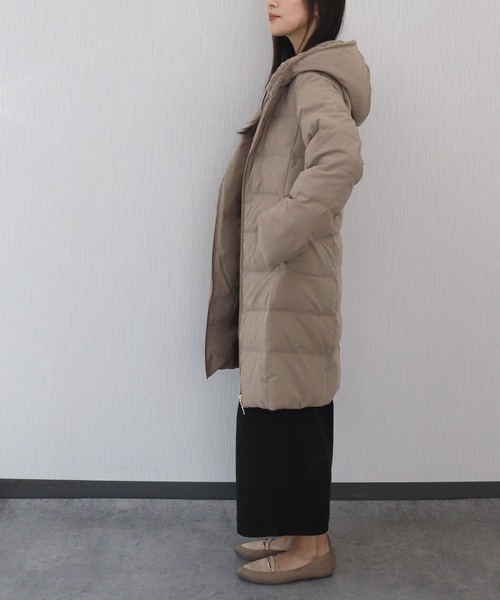 libelle more(リベル モア)の「エコファーフードロングダウンコート(ダウンジャケット/コート・レディース・ネイビー/モカ/アイボリー/ブラック/グレー・L/M)」の16枚目の写真