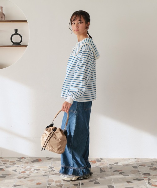 Ocean&Ground（オーシャン&グラウンド）の「ﾄﾞﾛｰｽﾄﾘﾝｸﾞｼｮﾙﾀﾞｰBAG（ハンドバッグ・レディース・モカ/グレー/ブラック・FREE）」の7枚目の写真