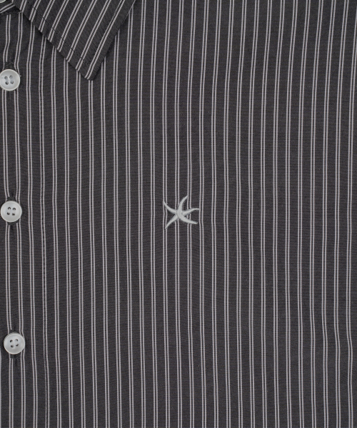 THECOLDESTMOMENT（ザコールデストモーメント）の「TCM mini logo stripe half shirts (black)（シャツ/ブラウス・メンズ・その他・SMALL/MEDIUM/LARGE）」の4枚目の写真
