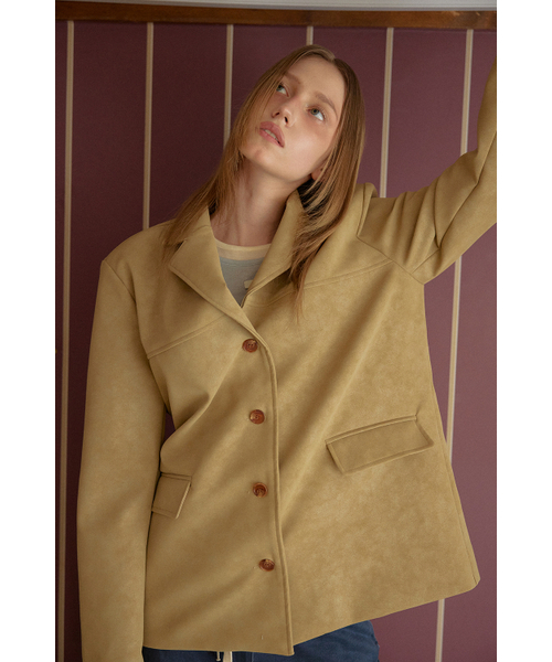 LETERIE(レテリー)の「FAUX LEATHER BLAZER JACKET_SAND BEIGE(ライダースジャケット・レディース・サンドベージュ・FREE)」の3枚目の写真