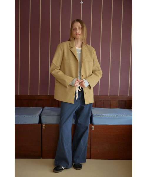 LETERIE(レテリー)の「FAUX LEATHER BLAZER JACKET_SAND BEIGE(ライダースジャケット・レディース・サンドベージュ・FREE)」の4枚目の写真