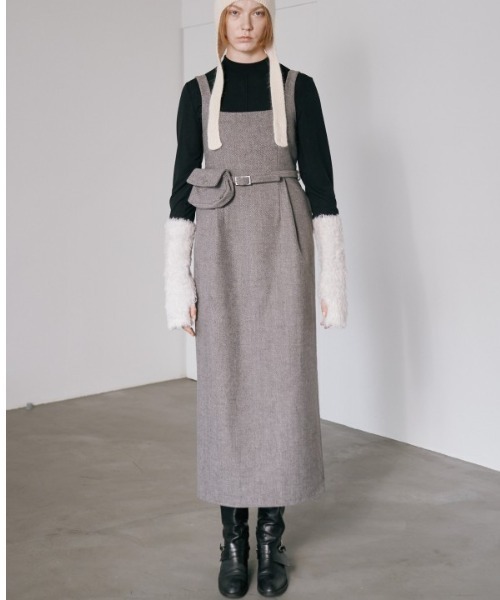 Muel Chic（ミュエルシック）の「Vila tweed jumper onepiece  ヴィラツイードジャンパーワンピース（ワンピース・レディース・ブラウン/グレー/チャコールグレー・FREE）」の3枚目の写真