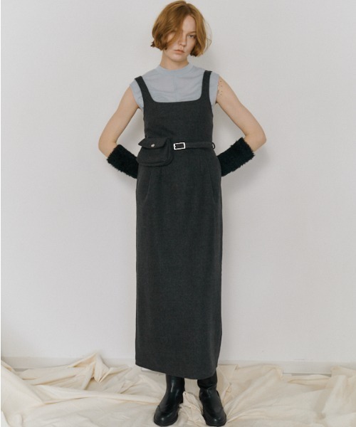Muel Chic（ミュエルシック）の「Vila tweed jumper onepiece  ヴィラツイードジャンパーワンピース（ワンピース・レディース・ブラウン/グレー/チャコールグレー・FREE）」の2枚目の写真