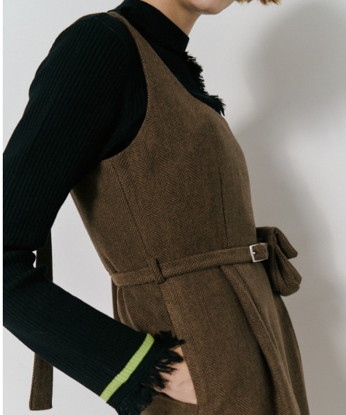 Muel Chic（ミュエルシック）の「Vila tweed jumper onepiece  ヴィラツイードジャンパーワンピース（ワンピース・レディース・ブラウン/グレー/チャコールグレー・FREE）」の16枚目の写真