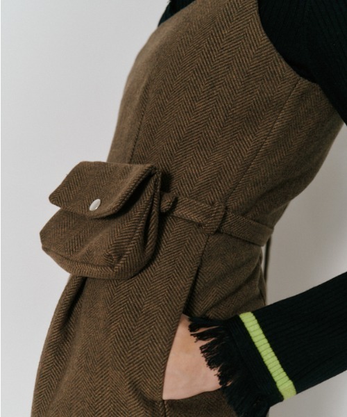 Muel Chic（ミュエルシック）の「Vila tweed jumper onepiece  ヴィラツイードジャンパーワンピース（ワンピース・レディース・ブラウン/グレー/チャコールグレー・FREE）」の14枚目の写真