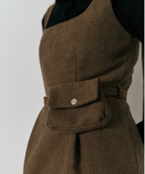Muel Chic（ミュエルシック）の「Vila tweed jumper onepiece  ヴィラツイードジャンパーワンピース（ワンピース・レディース・ブラウン/グレー/チャコールグレー・FREE）」の15枚目の写真