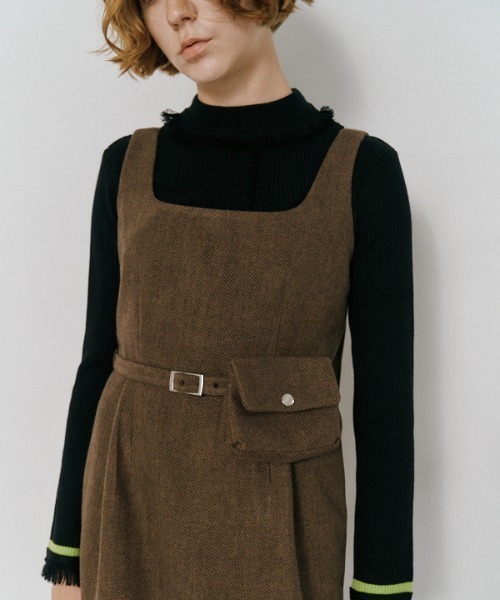 Muel Chic（ミュエルシック）の「Vila tweed jumper onepiece  ヴィラツイードジャンパーワンピース（ワンピース・レディース・ブラウン/グレー/チャコールグレー・FREE）」の13枚目の写真