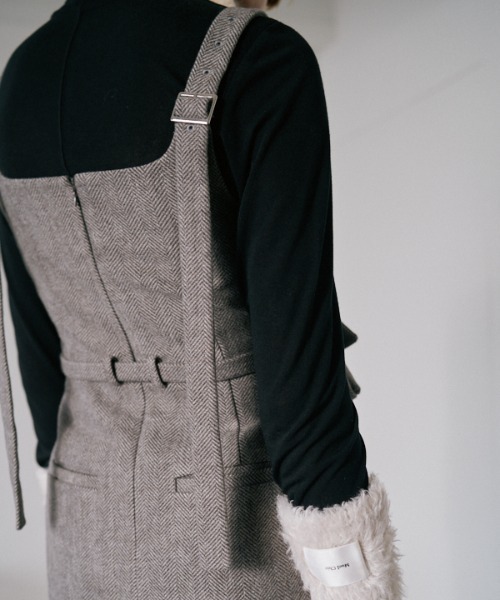 Muel Chic（ミュエルシック）の「Vila tweed jumper onepiece  ヴィラツイードジャンパーワンピース（ワンピース・レディース・ブラウン/グレー/チャコールグレー・FREE）」の6枚目の写真