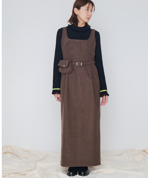 Muel Chic（ミュエルシック）の「Vila tweed jumper onepiece  ヴィラツイードジャンパーワンピース（ワンピース・レディース・ブラウン/グレー/チャコールグレー・FREE）」の10枚目の写真