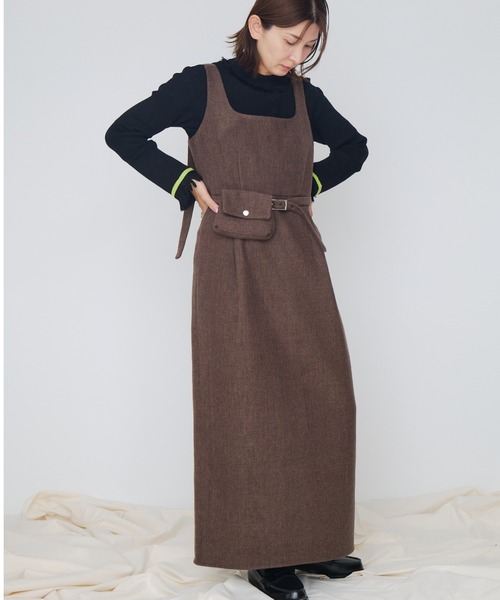 Muel Chic（ミュエルシック）の「Vila tweed jumper onepiece  ヴィラツイードジャンパーワンピース（ワンピース・レディース・ブラウン/グレー/チャコールグレー・FREE）」の8枚目の写真