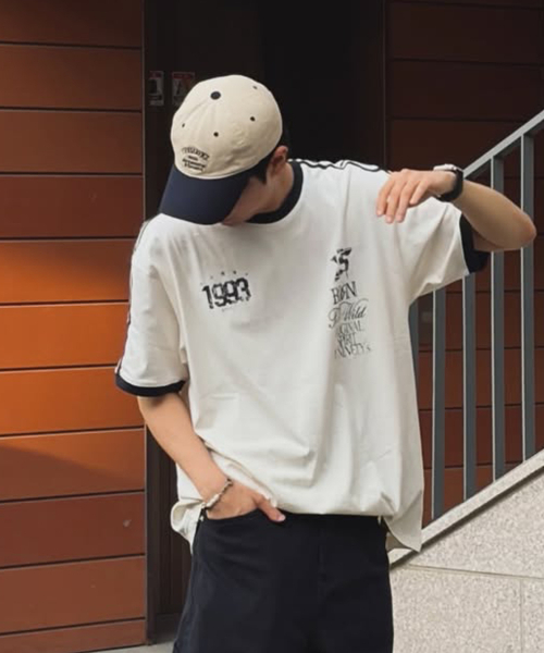1993STUDIO(1993スタジオ)の「93 トラックリングTシャツ_アイボリー(Tシャツ/カットソー・メンズ・その他・LARGE/MEDIUM)」の1枚目の写真
