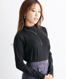 【大きい胸専用】プチハイネック長袖Tシャツ(綿混ストレッチ素材)