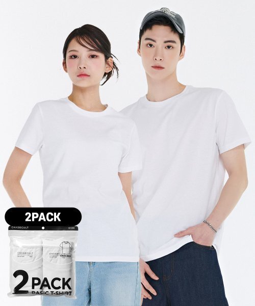 CHASECULT(チェイスカルト)の「共用2PACK半袖Tシャツ-DDZU8288A11(Tシャツ/カットソー・メンズ・ホワイト・90/100/110/85/95/105/115)」の1枚目の写真