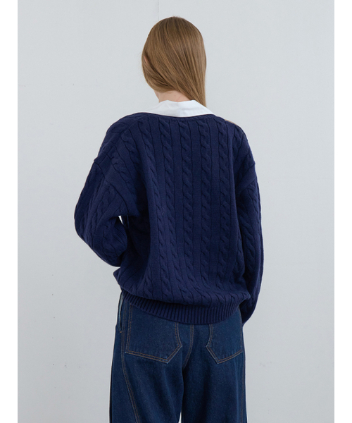 Kijun(キジュン)の「Shirt Collar V-Neck Knit Navy(ニット/セーター・レディース・その他・SMALL/MEDIUM)」の3枚目の写真