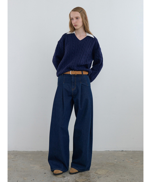 Kijun(キジュン)の「Shirt Collar V-Neck Knit Navy(ニット/セーター・レディース・その他・SMALL/MEDIUM)」の4枚目の写真