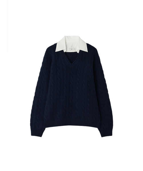 Kijun(キジュン)の「Shirt Collar V-Neck Knit Navy(ニット/セーター・レディース・その他・SMALL/MEDIUM)」の5枚目の写真