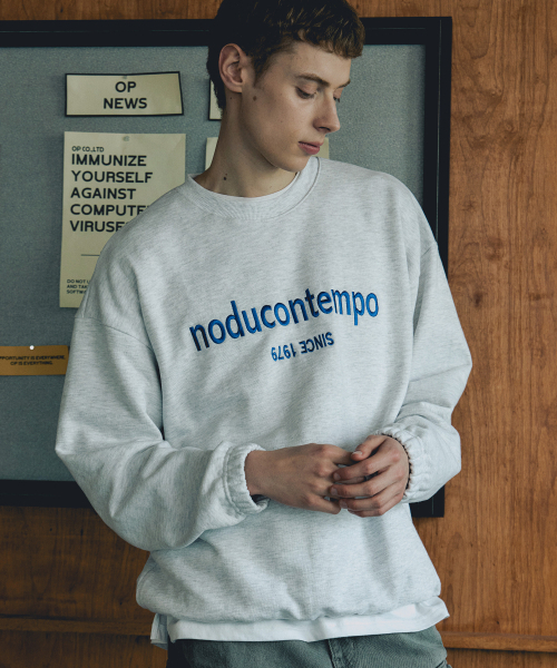 NODU（ノードユー）の「コンテンポ刺繍マンツーマンTシャツ[ライトグレー]（スウェット・メンズ・その他・MEDIUM/LARGE）」の3枚目の写真