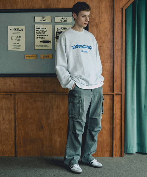 NODU（ノードユー）の「コンテンポ刺繍マンツーマンTシャツ[ライトグレー]（スウェット・メンズ・その他・MEDIUM/LARGE）」の4枚目の写真