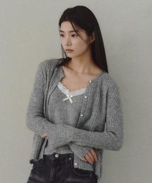 THE GREEN LAB（ザグリーンラボ）の「Lace Detail Top Cardigan Set [Melange Grey]（カーディガン/ボレロ）」
