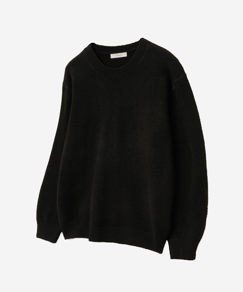 エッセンシャルソフトラウンドニット_ブラック（ニット/セーター