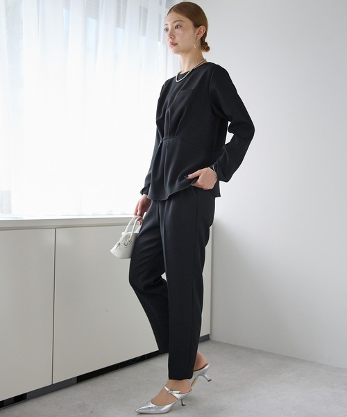 etre pret（エトレプレ）の「テーパードパンツ ※セットアップ可（スーツパンツ・レディース・ネイビー/ブラック・11号/13号/7号/9号）」の4枚目の写真