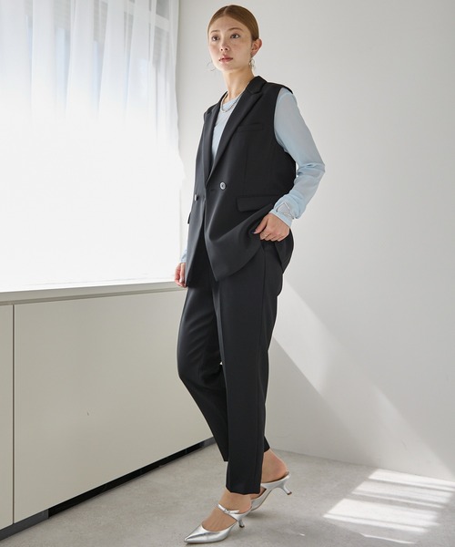 etre pret（エトレプレ）の「テーパードパンツ ※セットアップ可（スーツパンツ・レディース・ネイビー/ブラック・11号/13号/7号/9号）」の18枚目の写真